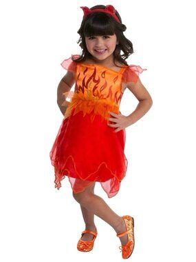 Girls 2T Red Halloween Devil Costume Dress Sparkle Flames Toddler